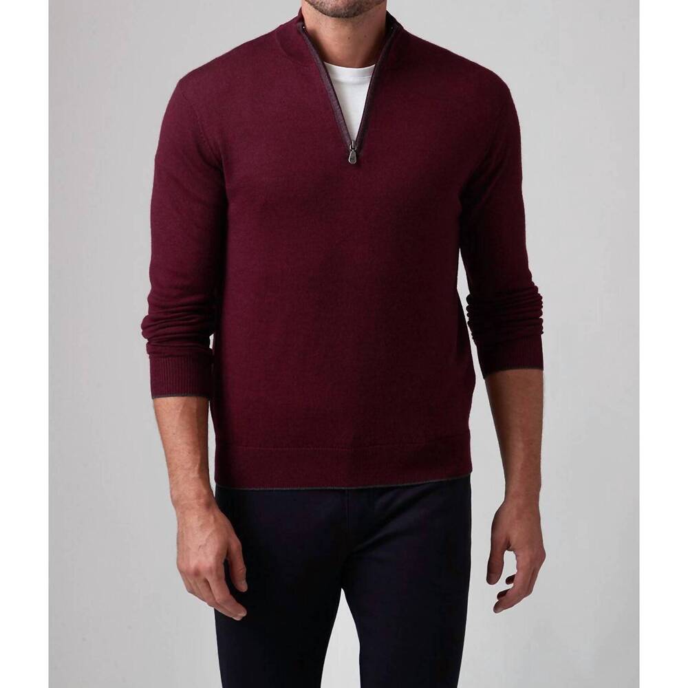 NEW RAFFI palmer mock zip sweater in merlot